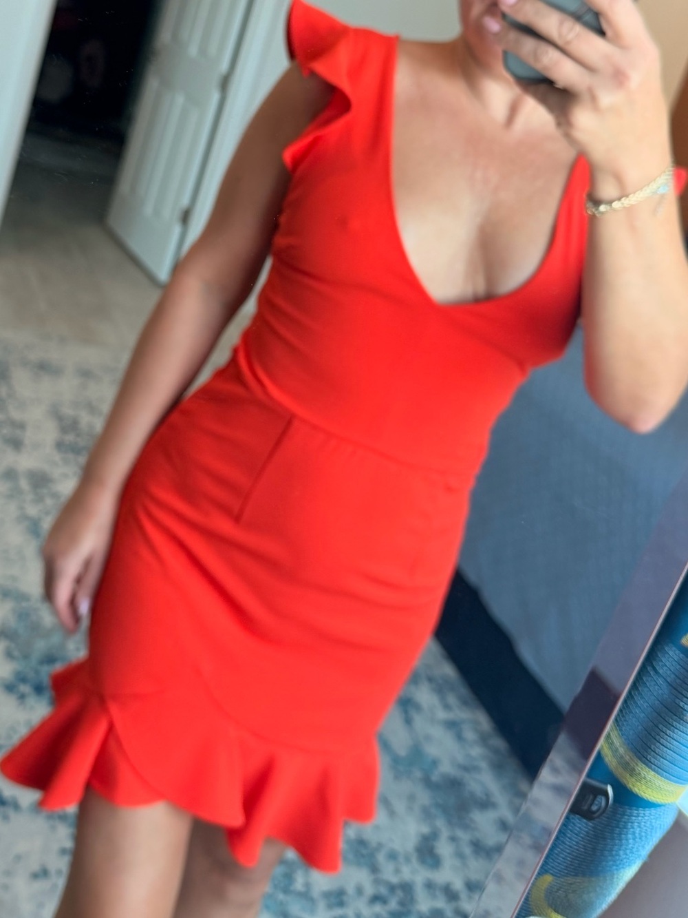 Hello Molly Red Ruffle Mini Dress - Picture 3 of 9